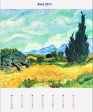 Weizenfeld mit Zypressen,(nach Vincent van Gogh), Öl, 70x50